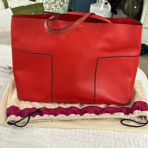 Used Red Tory Burch Tote Bag